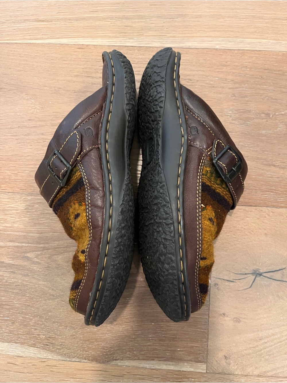 BORN Clogs Orange Brown Wool Southwestern Slip On Comfort Colorful Boho Western - Picture 8 of 11
